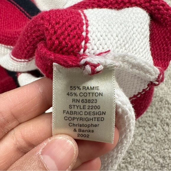 Christopher & Banks Vintage American Flag Knit Sweater Shortsleeve Patriotic L - Picture 10 of 13